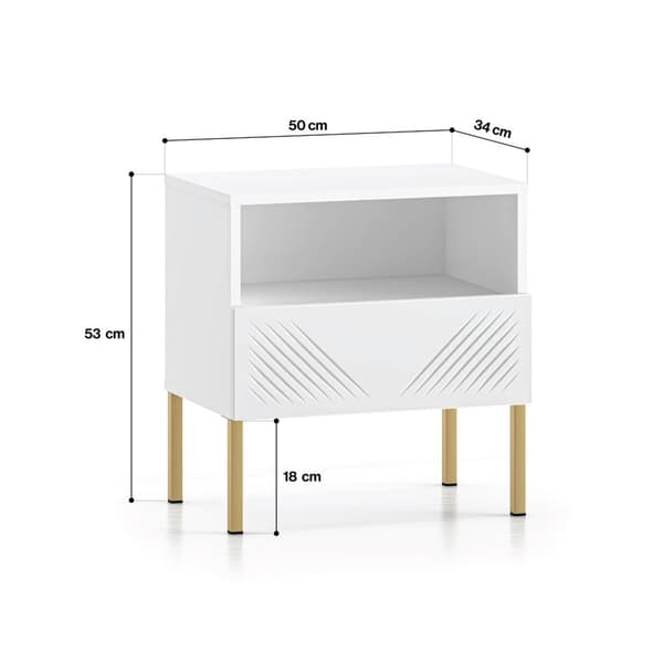 FURNLUX NATTDUKSBORD CLEARING VIT & GULD 50CM