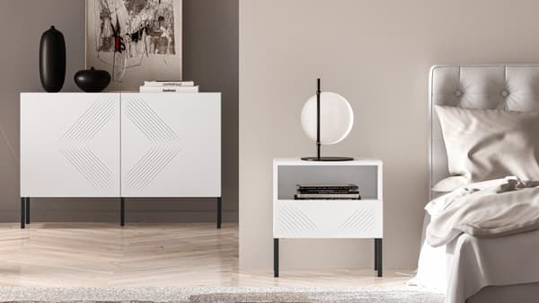 FURNLUX NATTDUKSBORD CLEARING VIT & SVART 50CM