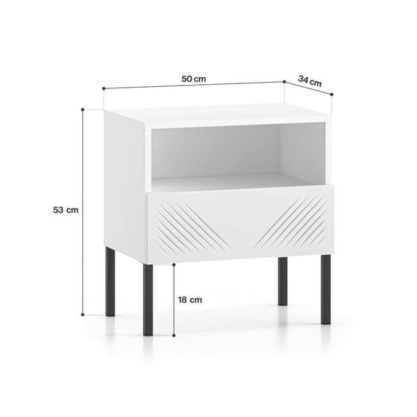FURNLUX NATTDUKSBORD CLEARING VIT & SVART 50CM