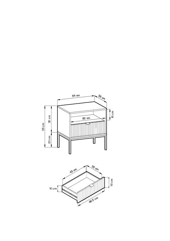 FURNLUX NATTDUKSBORD AVON GRÖN & SVART 54CM