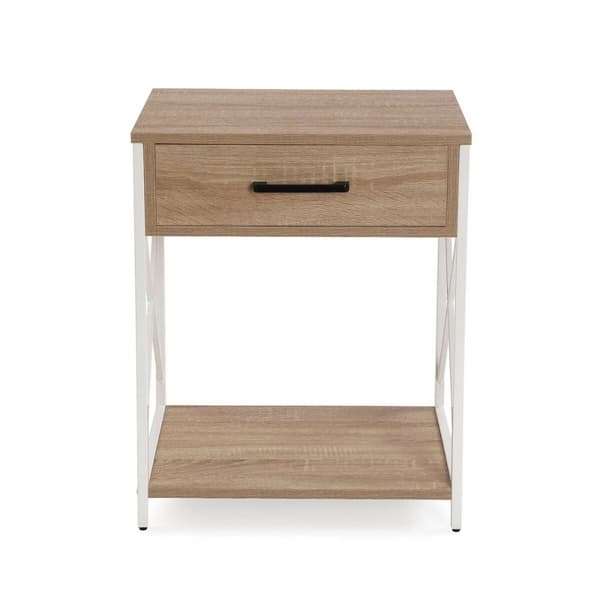 Nattbord Versa Hvit PVC Tre Metall 40 x 60 x 48 cm