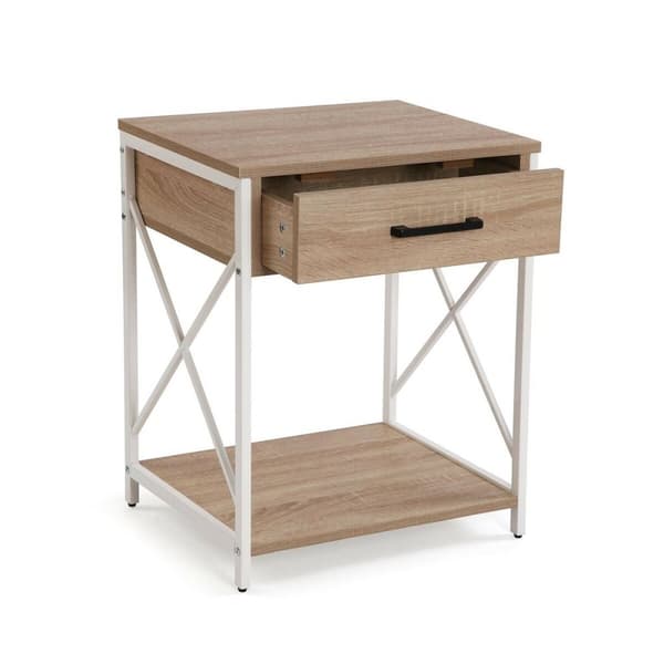 Nattbord Versa Hvit PVC Tre Metall 40 x 60 x 48 cm