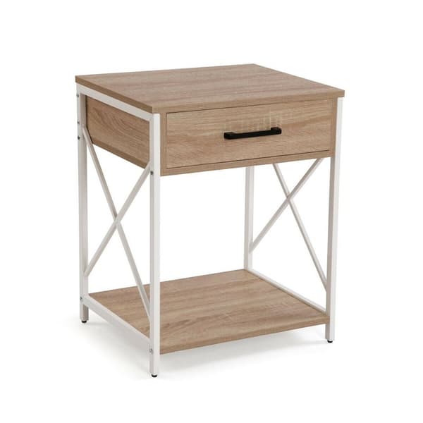 Nattbord Versa Hvit PVC Tre Metall 40 x 60 x 48 cm