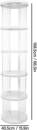 Miniatyrbillede 2 af 2: Roterende Bogreol, 360° Rotation, 5 Hylder, Pladsbesparende Design,HVID
