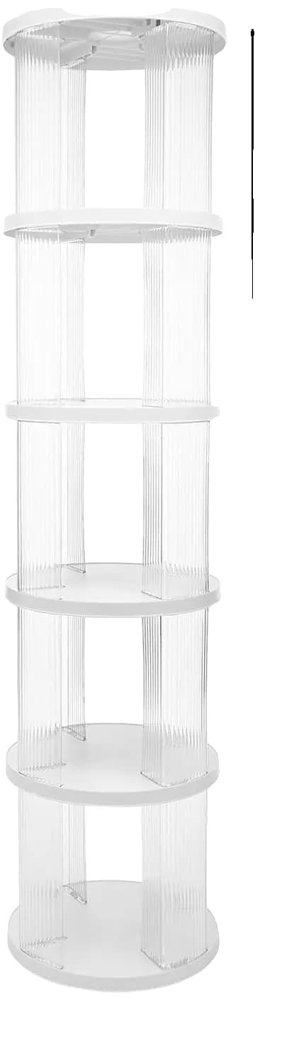 Roterende Bogreol, 360° Rotation, 5 Hylder, Pladsbesparende Design,HVID