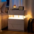 Miniatyrbild 1 av 6: LED Nattduksbord med 3 lådor och akrylpanel LED Nattduksbord (Vit Sten)