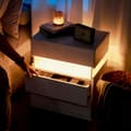 Miniatyrbild 5 av 6: LED Nattduksbord med 3 lådor och akrylpanel LED Nattduksbord (Vit Sten)