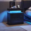 Miniatyrbild 1 av 3: LED-nattduksbord, modernt sängbord med 2 lådor för sovrum (Svart Guld)