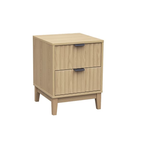 Table de chevet avec 2 tiroirs aux façades effet vague H52 cm - BOLOGNE