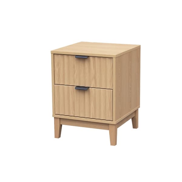 Table de chevet avec 2 tiroirs aux façades effet vague H52 cm - BOLOGNE