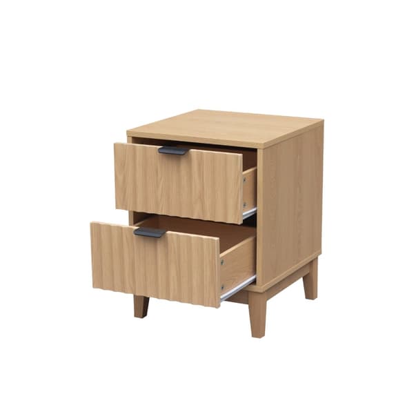 Table de chevet avec 2 tiroirs aux façades effet vague H52 cm - BOLOGNE