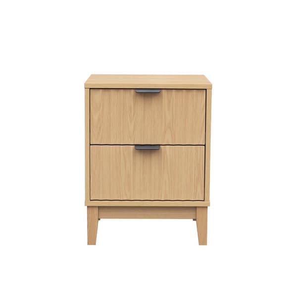 Table de chevet avec 2 tiroirs aux façades effet vague H52 cm - BOLOGNE