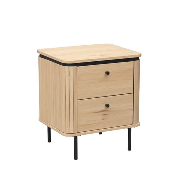 Table de chevet 2 tiroirs avec côtés effet rainuré H55 cm - MALAGA