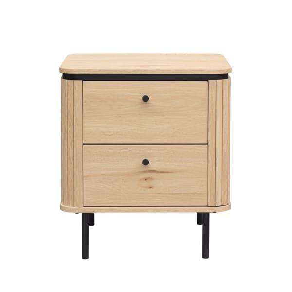 Table de chevet 2 tiroirs avec côtés effet rainuré H55 cm - MALAGA