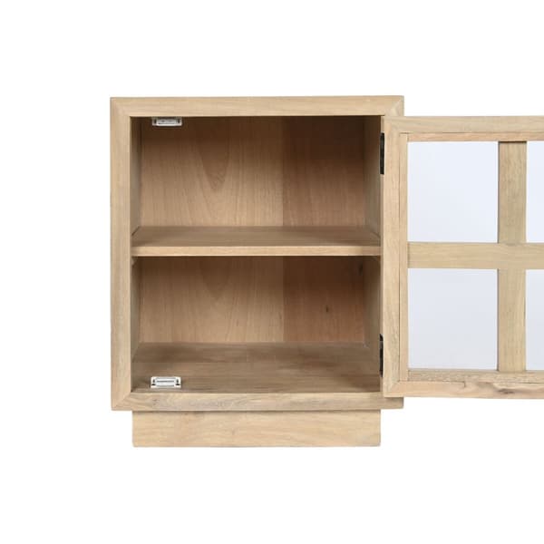 Nattduksbord Home ESPRIT Naturell Glas Mangoträ 45 x 35 x 57 cm