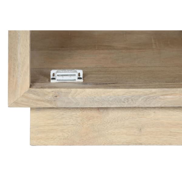 Nattduksbord Home ESPRIT Naturell Glas Mangoträ 45 x 35 x 57 cm