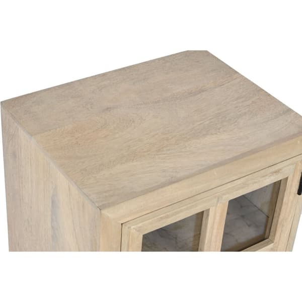 Nattduksbord Home ESPRIT Naturell Glas Mangoträ 45 x 35 x 57 cm