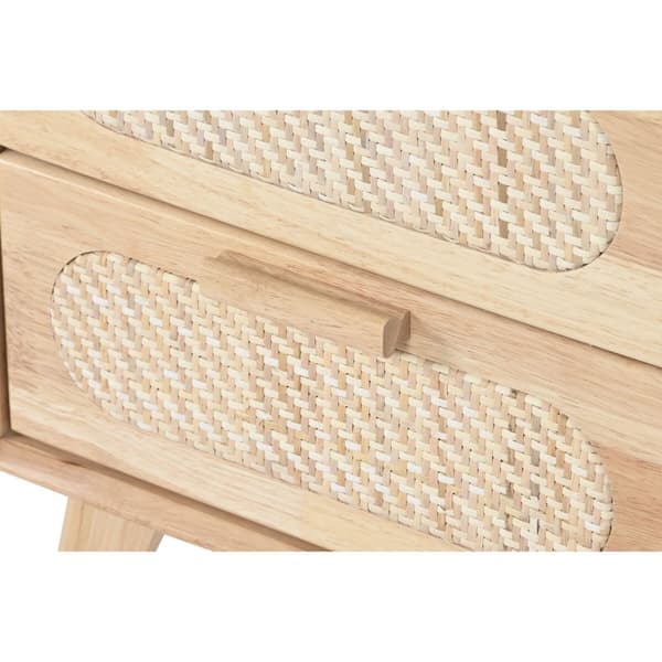 Nattduksbord Home ESPRIT Trä Metall Rattan 40 x 30 x 48 cm