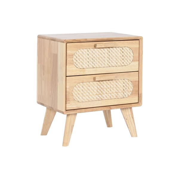 Nattduksbord Home ESPRIT Trä Metall Rattan 40 x 30 x 48 cm
