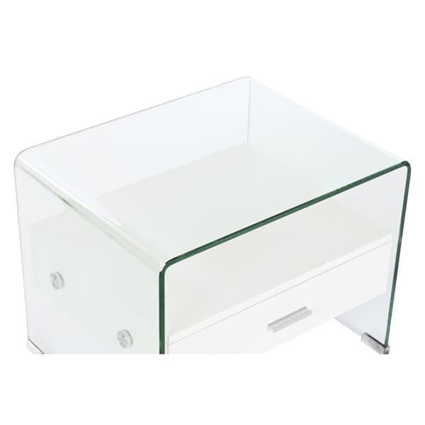 Nattduksbord DKD Home Decor Vit Transparent Glas Trä MDF 50 x 40 x 45,5 cm