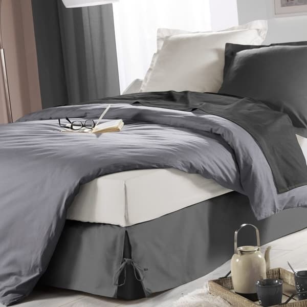 Knytat boxspringskydd 90 x 190 cm panama polycotton sommina Antracit