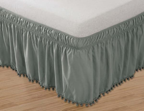 Cache sommier Elegant comfort - POM-POM-sängkjol-Queen/King Grå