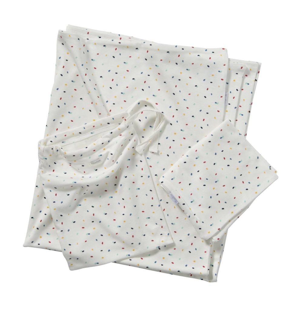 Newborn Baby Bäddset/Sängkläder i bambu - Offwhite med flerfärgstryck