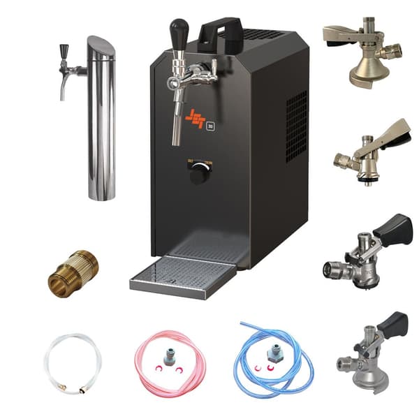 Under-counter komplet sæt fadølsanlæg - JET 30K 1 linje tør køler, 30 liter/h med membranpumpe, KEG:NC adapter