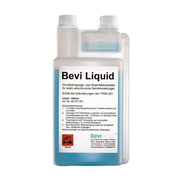 Bevi Liquid Grundtvättmedel, Rengöringsmedel, Desinfektionsmedel för dryckesdispenseringssystem, dryckeslinjer - 1 liter