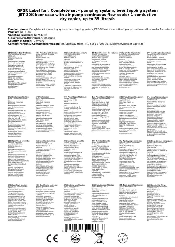 Täydellinen setti - Oluthana - JET 30K -annostelija ilmapumpulla yksilinjainen kuivajäähdytin, 30 litraa/h, KEG:NC-sovitin