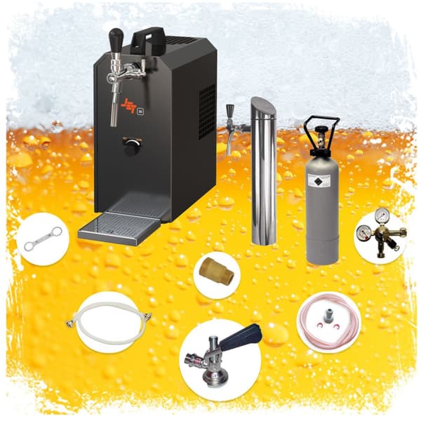 Komplett set under disk - Öltapp JET 30 en linje torr kylare, 35 liter/h -Bierkoffer, KEG:Type D