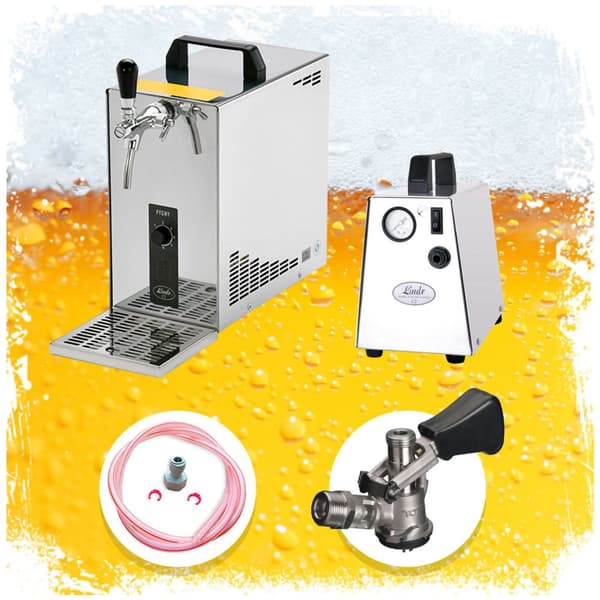 Öltapp PYGMY 25, en linje torr kylare, 35 liter/h -Bierkoffer, waterchiller, Green Line, KEG:5 liters adapter