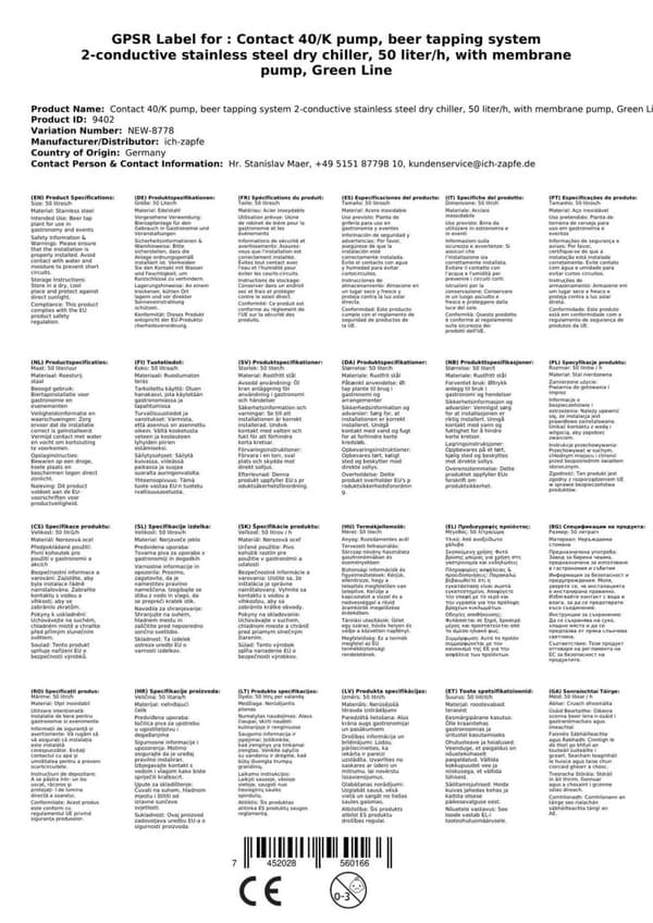 Oluthana - Kontakt 40 2-rivinen kuivajäähdytin, virtausjäähdytin 50 litraa/h, Green Line