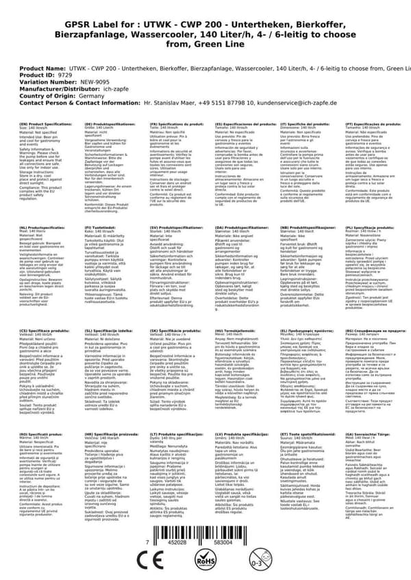 Työtason alla oleva vesijäähdytin UTWK - CWP 200, 140 litraa/h, valittavissa 4/6 putkea, Green Line, Jäähdytyspatterit: 6-rivinen