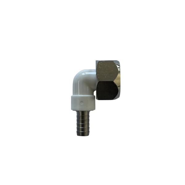 Albuekobling, Albuefitting, Vinkelkobling, Slangekobling, Slangeadapter, Adapter til slange CNS 90° til ølslange 5/8 tommer, NW 7 mm