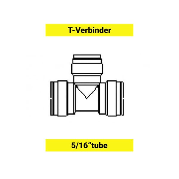 T-slangekobling, T-slangeadapter, Push-in fitting, T-tilslutning, T-stik, T-adapter til slange 5/16