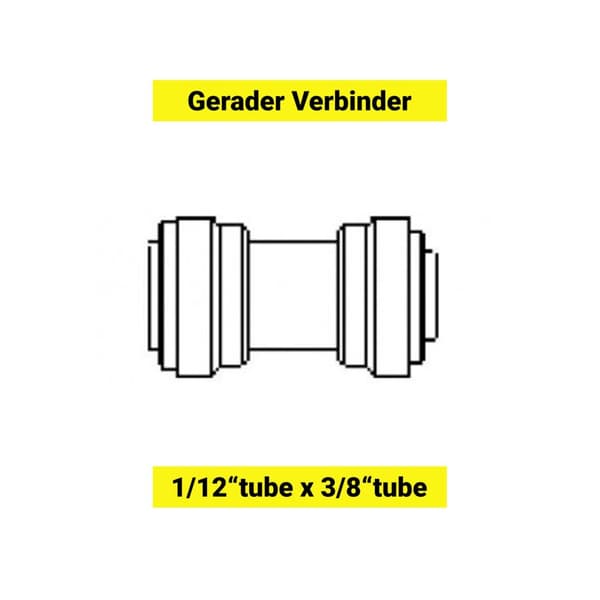 Slangekobling, Slangeadapter, Push-in fitting, Tilslutning, Adapter til slange, Lige stik til slange 3/8 og 1/2