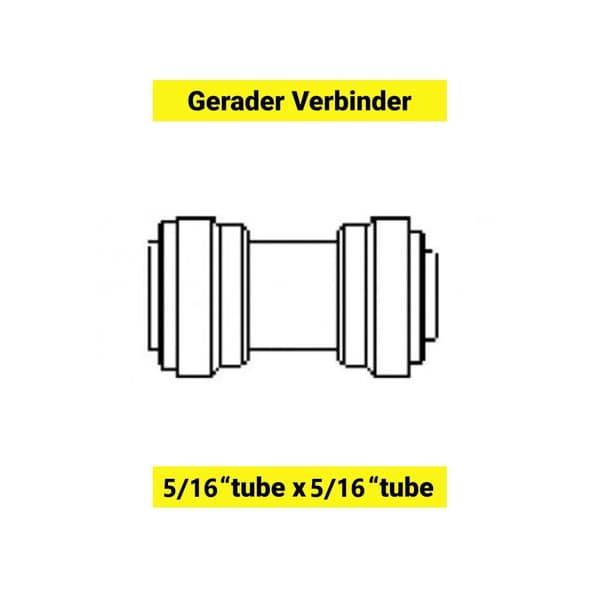 Slangekobling, Slangeadapter, Push-in fitting, Tilslutning, Adapter til slange, Lige tilslutning til slange 5/16