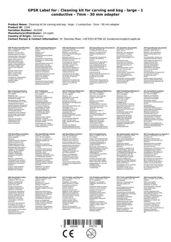 Puhdistussarja hanalle ja tynnyrille - iso - 1 leitig - 7mm - 30mm sovitin