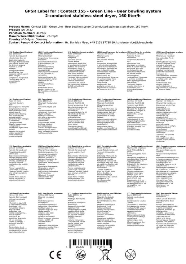 Oluthana Kontakt 155 - Green Line 2-linjainen ruostumattomasta teräksestä valmistettu kuivajäähdytin, 160 litraa/h