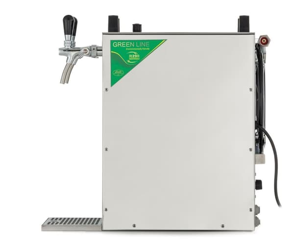 Fadølsanlæg, Øldispenser, Øl Køledispenser, Øl dispenser, Ølmaskine 2-linjers tørkøler lavet af rustfrit stål Kontakt 155 / R Green Line, 160 liter/h