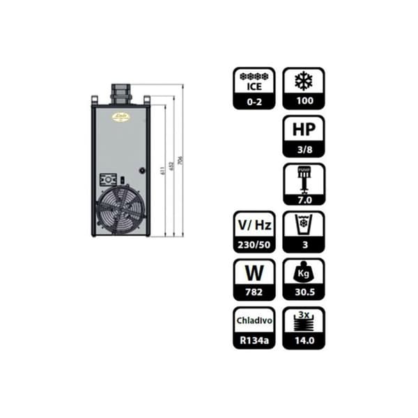 Køleenhed, Fadølskøler, Ølkøler, Fadølsanlæg, Undercounter vand køleenhed UTWK - CWP 200, 140 liter/h, 4-leder sensor, Green Line