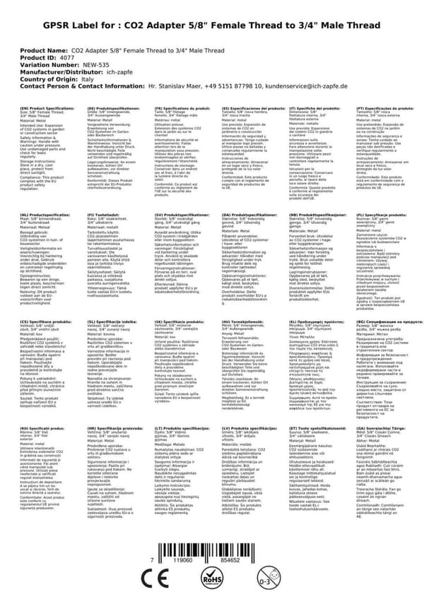CO2 Cylinder adapter, CO2-påfyldningsadapter, CO2-cylinderadaptere, CO2-flaskeadapter, CO2-adapter 5/8 indvendigt gevind til 3/4 udvendigt gevind