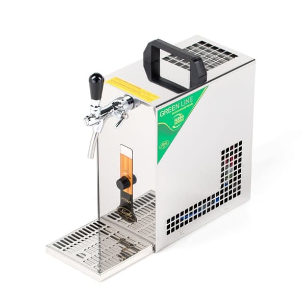 Öltapp, öldispenser, ölmaskin PYGMY 25/K, med membranpump en linje torr kylanordning gjord av rostfritt stål, 35 liter/h, Green Line, KEG:NC Adapter