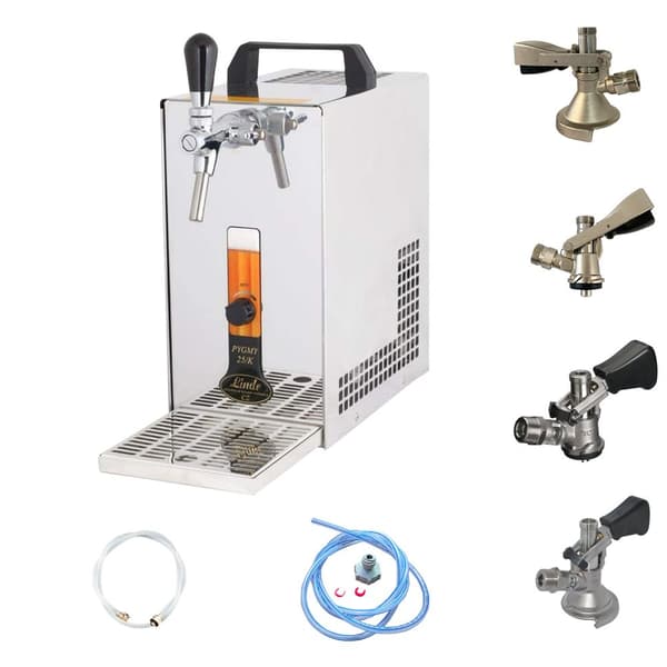 Öltapp, öldispenser, ölmaskin PYGMY 25/K, med membranpump en linje torr kylanordning gjord av rostfritt stål, 35 liter/h, Green Line, KEG:NC Adapter