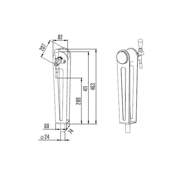 Tapptorn, modell Naked One, 1-rad