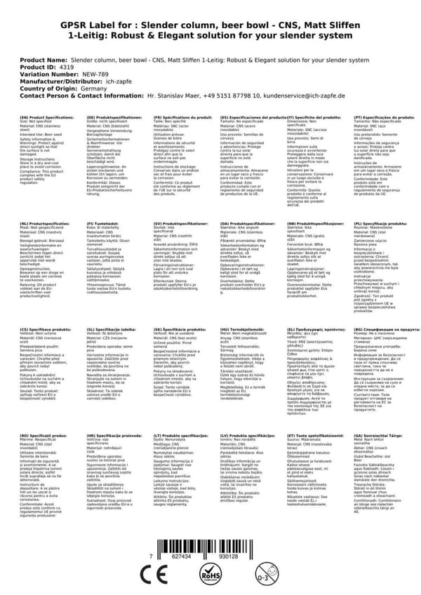 Hanatorni CNS, matta kiillotettu, 1-rivinen