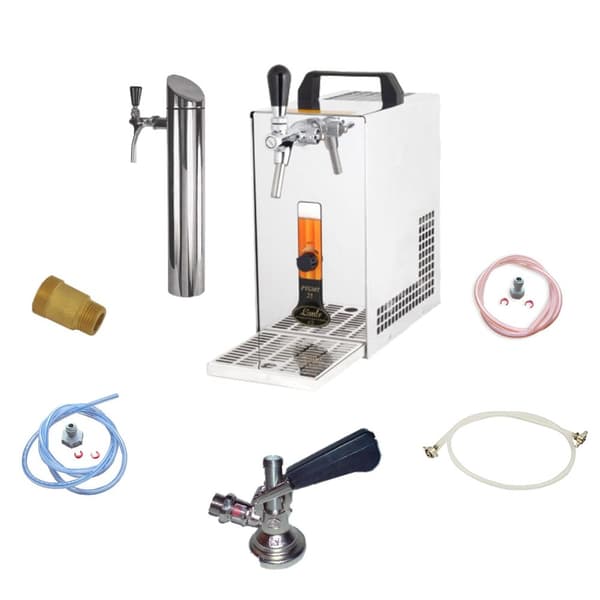 Öltapp, öldispenser, ölmaskin PYGMY 25 / K med membranpump, 1-sidigt torrkylningsanordning av stål, 35 liter/h, inkl dispenser, Green Line, KEG:Type D
