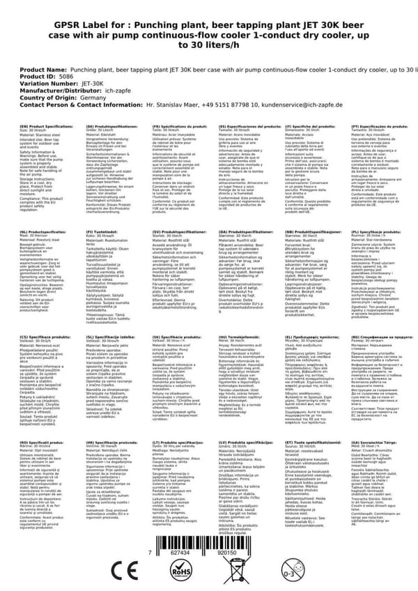 Oluthana - JET 30K -annostelija ilmapumpulla yksilinjainen kuivajäähdytin, 30 litraa/h