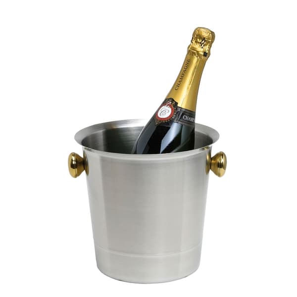 Mousserande vin och champagne hink, 18/8 rostfritt stål, satin med guld handtag, 5,0 liter